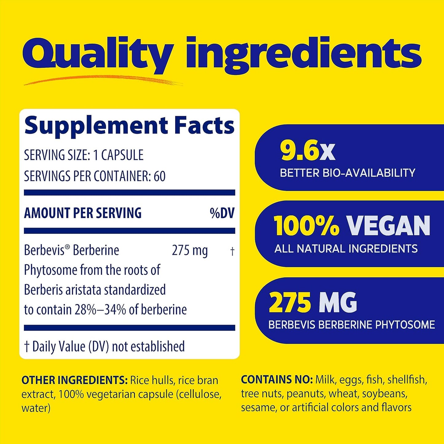 Enzymedica, Berberine Phytosome, 9.6X Better Bioavailability, High Potency Natural Vegan Dietary Supplement for Metabolic Support, 60 Capsules