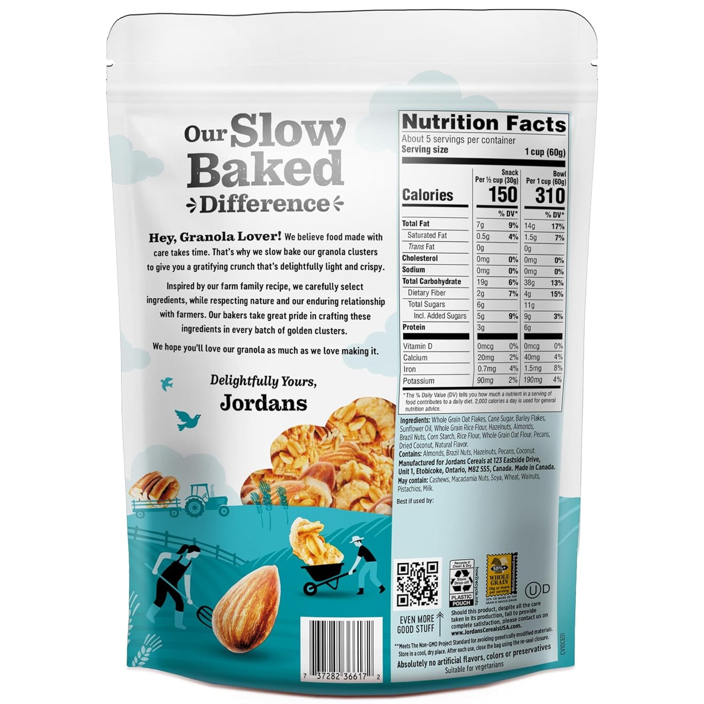 Jordans Slow Baked Granola | Four Nut Granola with Almonds, Brazil Nuts and Pecans | non-GMO, No Artificial Flavors, Colors, or Preservatives | Better for You Snacks for Adults & Kids | 11.4 oz (Pack of 3)