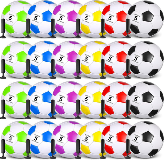Sotiff 24 Pcs Size 5/4 Soccer Ball Bulk with 24 Pump Deflated Soccer Balls for Kids Teen Football Bulk for Game Training School Team Sports Adults Player Practice Outdoor