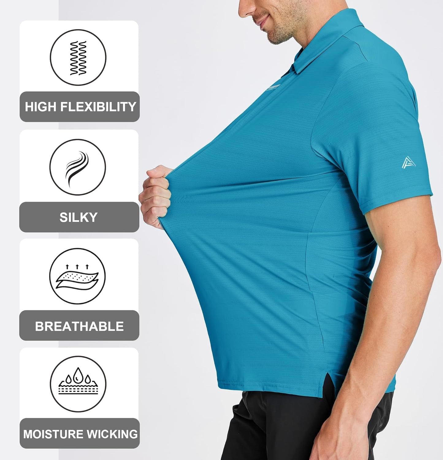Esabel.C Jacquard Golf Shirts for Men Moisture Wicking Short Sleeve Performance Dry Fit Active Mens Polo Shirts