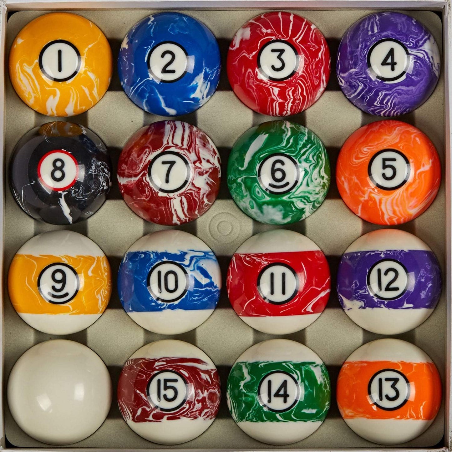 Collapsar Deluxe 2-1/4" Billiard Pool Balls Marble-Swirl Style Billiards Ball Complete 16 Ball Set (Several Style Available)