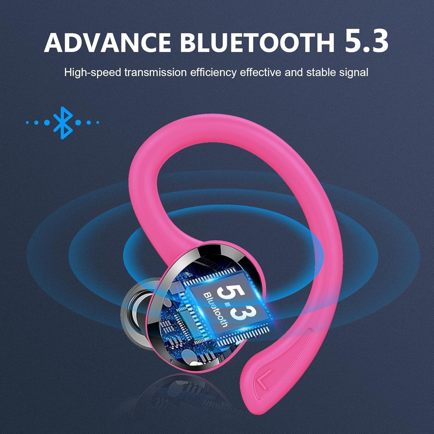 Wireless Earbuds Sport Bluetooth Headphones 5.4, 2025 Bluetooth Earbuds 4 HD Mic, Over-Ear Buds with Earhooks ENC Noise Canceling Earphones, 48Hrs Stereo, IP7 Waterproof Headset for Workout/Running