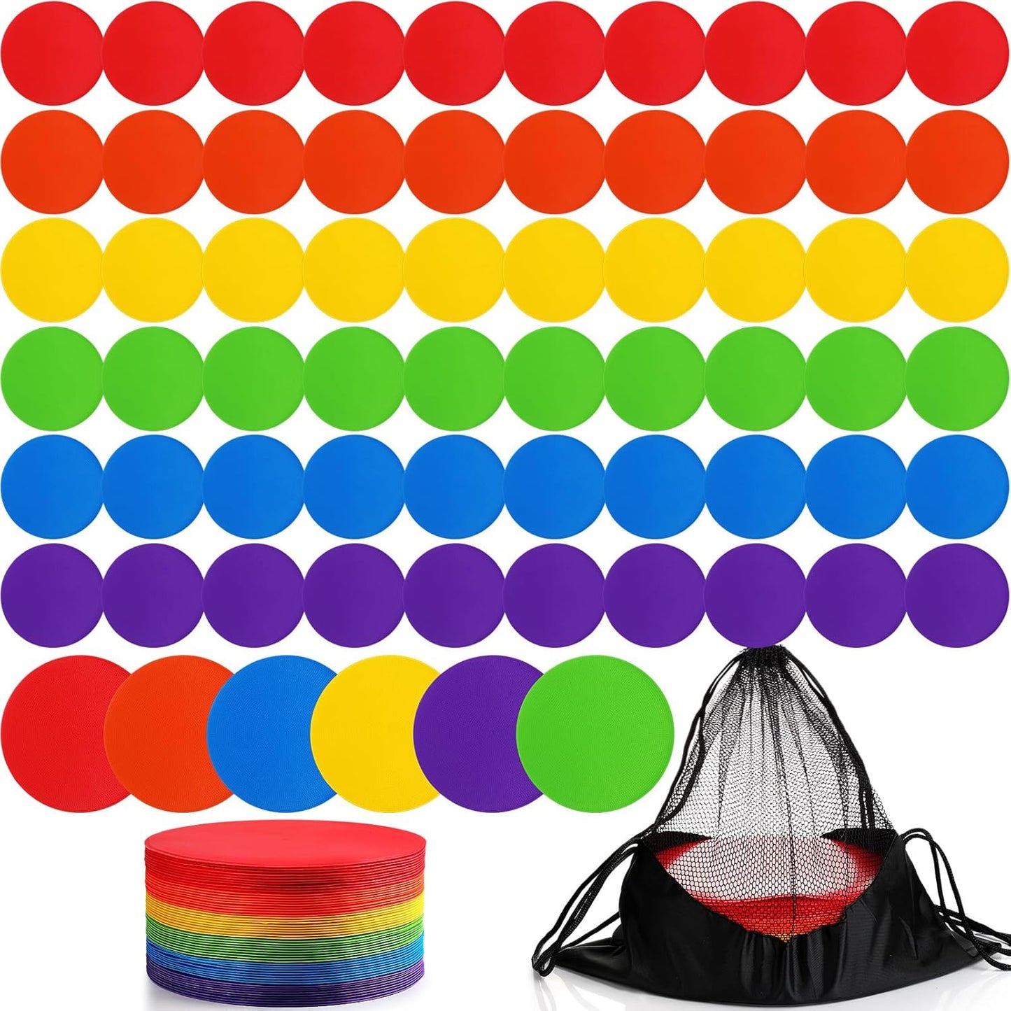 TPE Floor Spot Markers Dots for Gym Flat Non Slip Spot Marker Dance Dot for Classroom Gym Sports Soccer Basketball Agility Training Field Marking Equipment