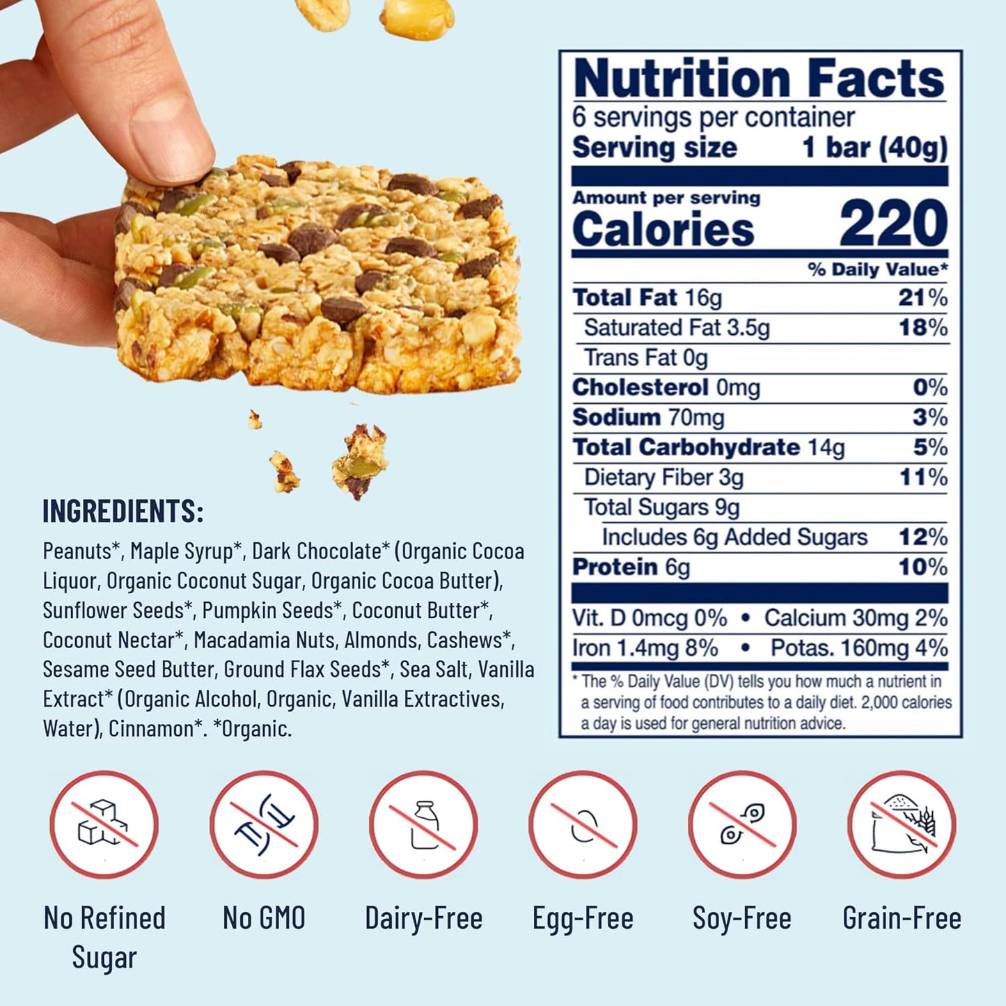 The YES Bar Peanut Butter Dark Chocolate – Plant Based Protein, Decadent Snack Bar – Vegan, Gluten Free, Dairy Free, Low Sugar, Healthy Snack, Breakfast, Low Carb, Keto Friendly (Pack of 6)