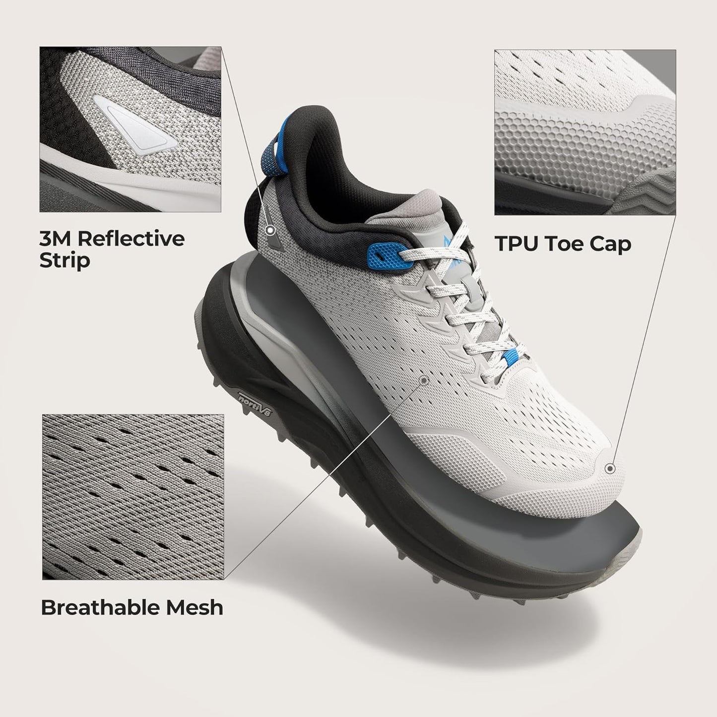 NORTIV 8 Men's Wide Toe Box Trail Running Shoes Cushion Walking Barefoot Tennis Workout Gym Cross Training Shoe Fashion Sneakers for Plantar Fasciitis Bunion