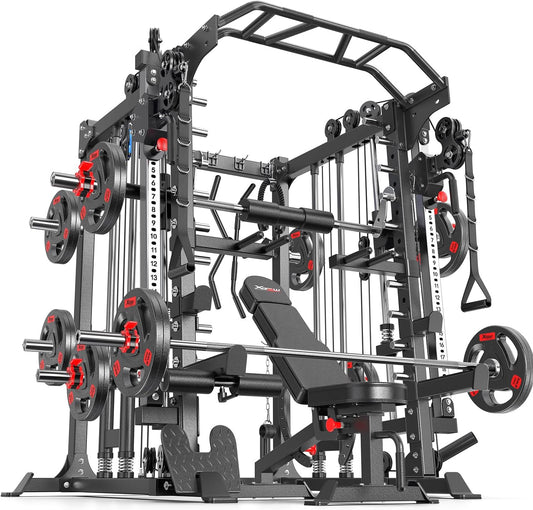 Power Cage,1600lbs Multi-Function Power Rack with Adjustable Cable Crossover System and More Training Attachment, Weight Cage for Home Gym