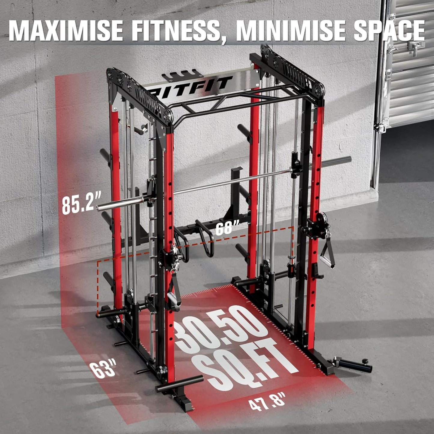 RitFit M1 & M1 Pro Smith Machine with Cable Crossover System, Multi-Function Squat Rack Power Cage for Home Gym, Power Rack and Packages