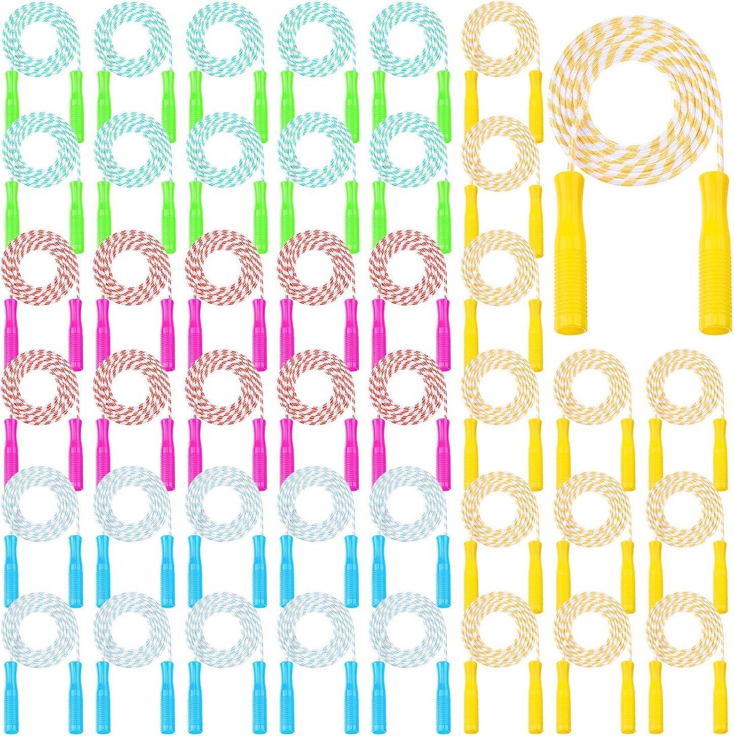 Aoriher 80 Pcs Jump Rope Bulk Kids 7.22 ft Adjustable Stripe Skipping Rope Outdoor Exercise Fitness Equipment for Back to School Class Playground Activities Set, 4 Colors