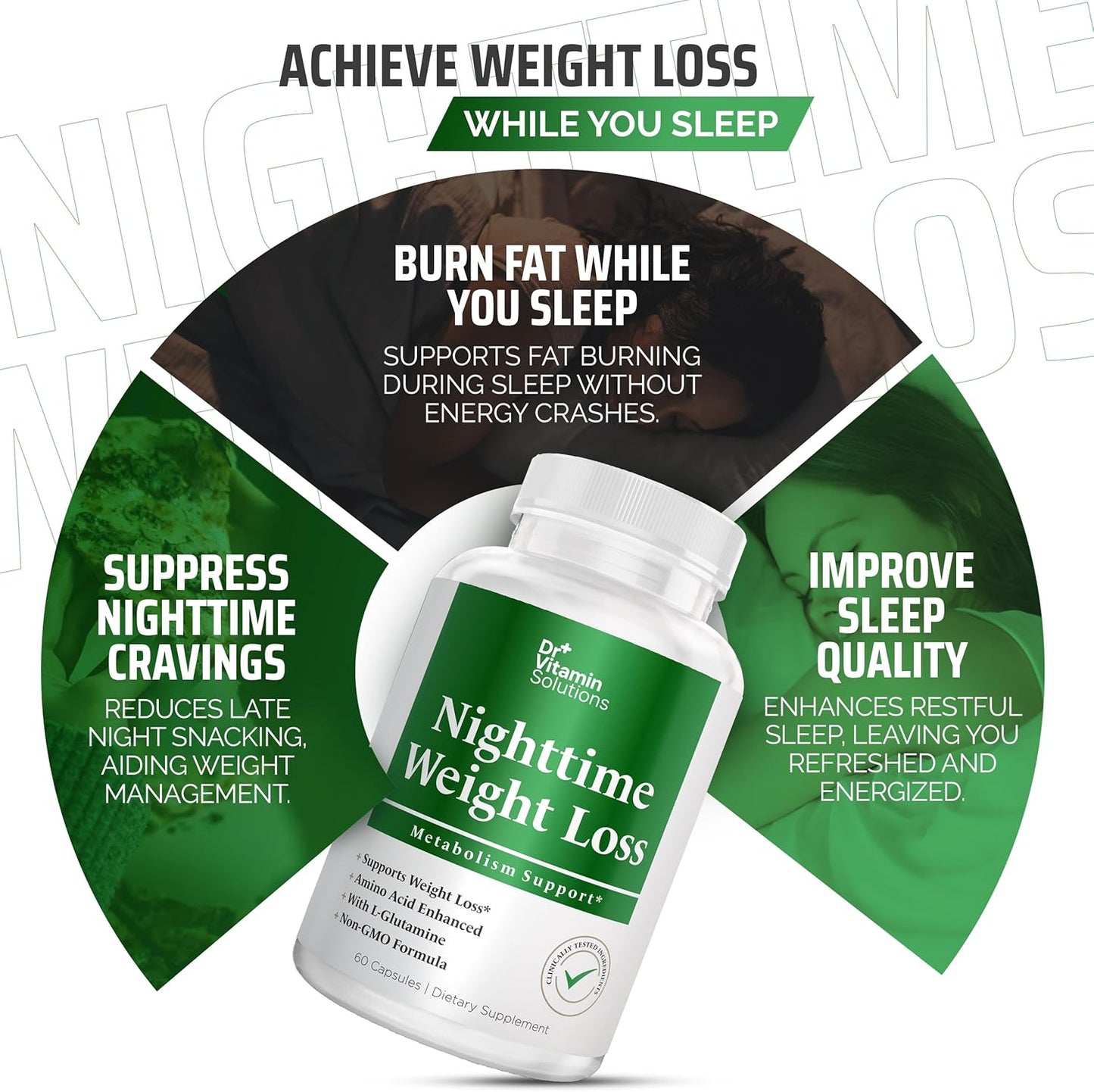 DR VITAMIN SOLUTIONS Nighttime Fat Burner Supplements - Appetite Suppressants for Weight Loss - Night-Time Fat Burner for Women and Men Supporting Sleep & Relaxation - Weight Loss Pills - 60 Capsules