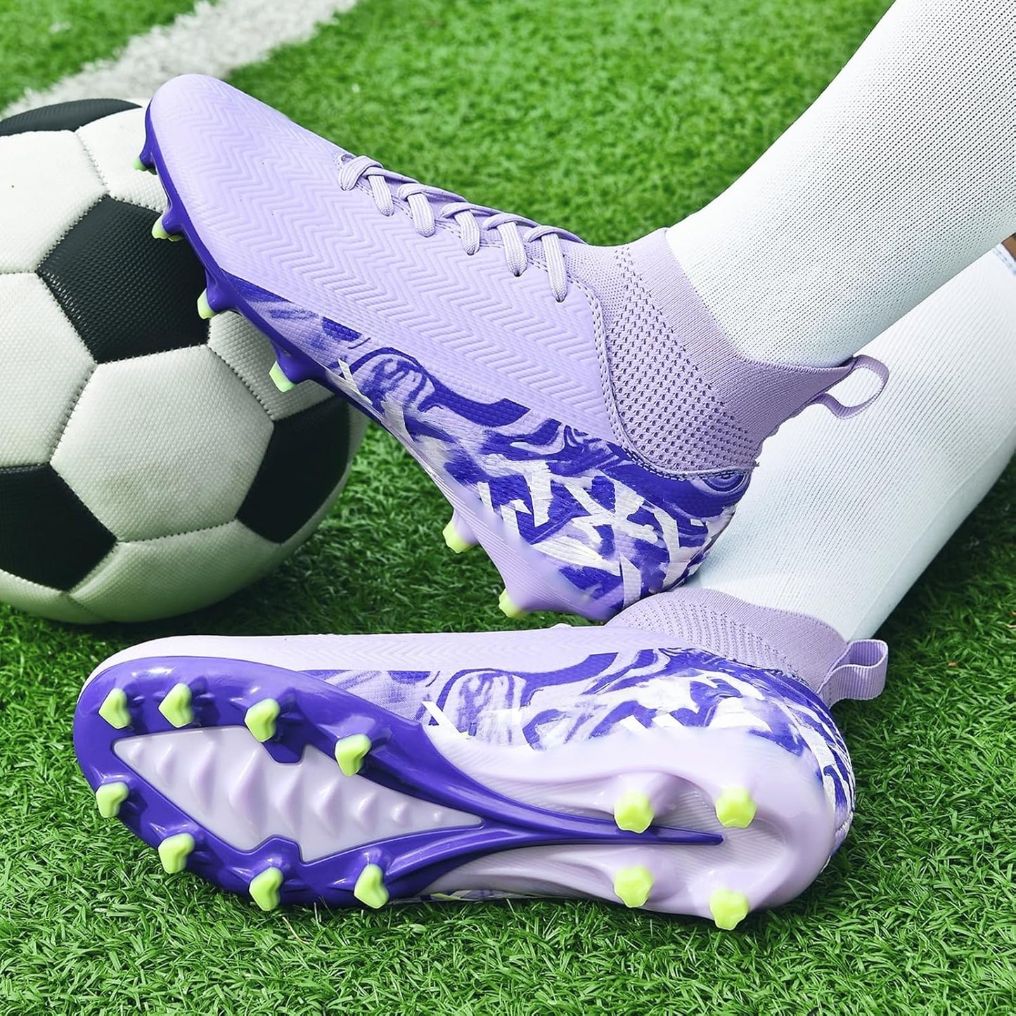 Indoor Soccer Cleats Mens Womens Turf Soccer Cleats Wide Socer Shoes FG AG TF High Ankle Football Boots