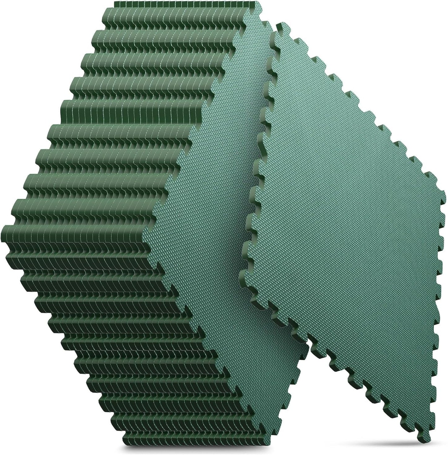 Home Gym Mat, Puzzle Exercise Mat, EVA Interlocking Foam Floor Tiles for Home Workout Equipment and Kids' Play Areas - Blue, 24 in x 24 in x ½ in - (Green, 24 Pack(96 SQ FT))