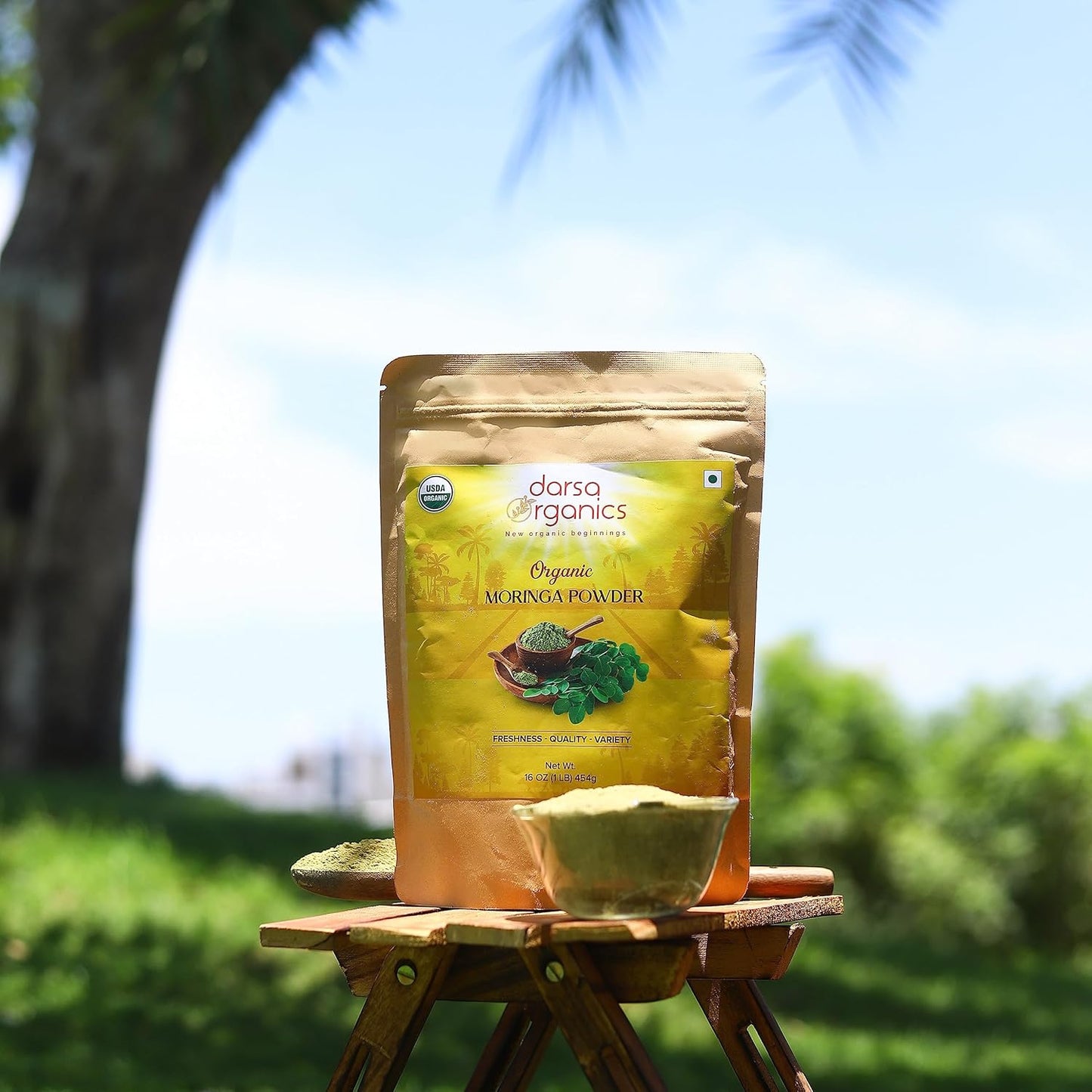 USDA Organic Moringa Powder 1 lb – Premium Moringa Oleifera Leaf Powder | Non-GMO, Gluten-Free, Vegan Superfood – Raw, Pure, Nutrient-Rich Moringa for Smoothies, Cooking & Baking