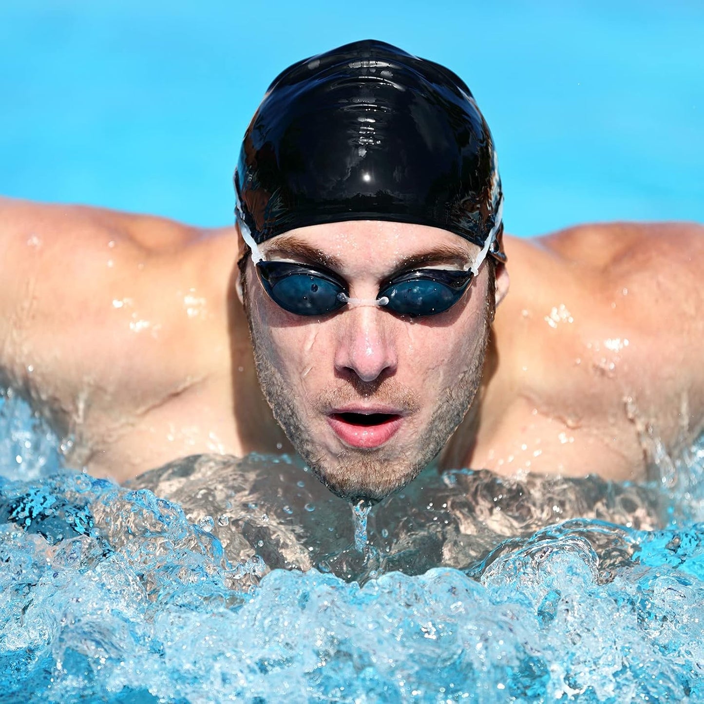 Syhood 6 Pieces Unisex Adult Silicone Swim Cap Waterproof Swimming Hat Non Slip Pool Hat Elastic Silicone Cap for Long and Short Hair