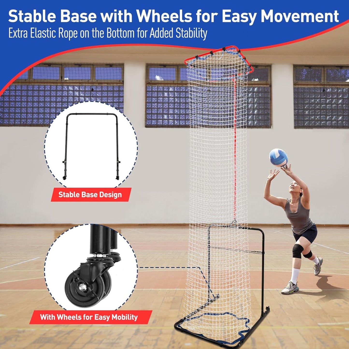 Volleyball Setter Training Equipment 8 Adjustable Heights,Sturdy and Durable 130inch Volleyball Setter Training Net 6 Adjustable Angles for Indoor and Outdoor Training
