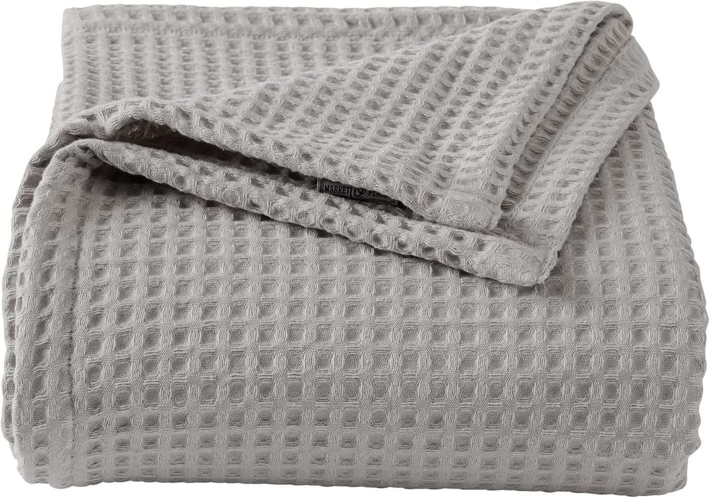 100% Cotton Waffle Weave Bed Blanket | Soft, Breathable, and Lightweight Blanket for All-Season | Perfect for Layering | Brielle Collection (King, Light Grey)