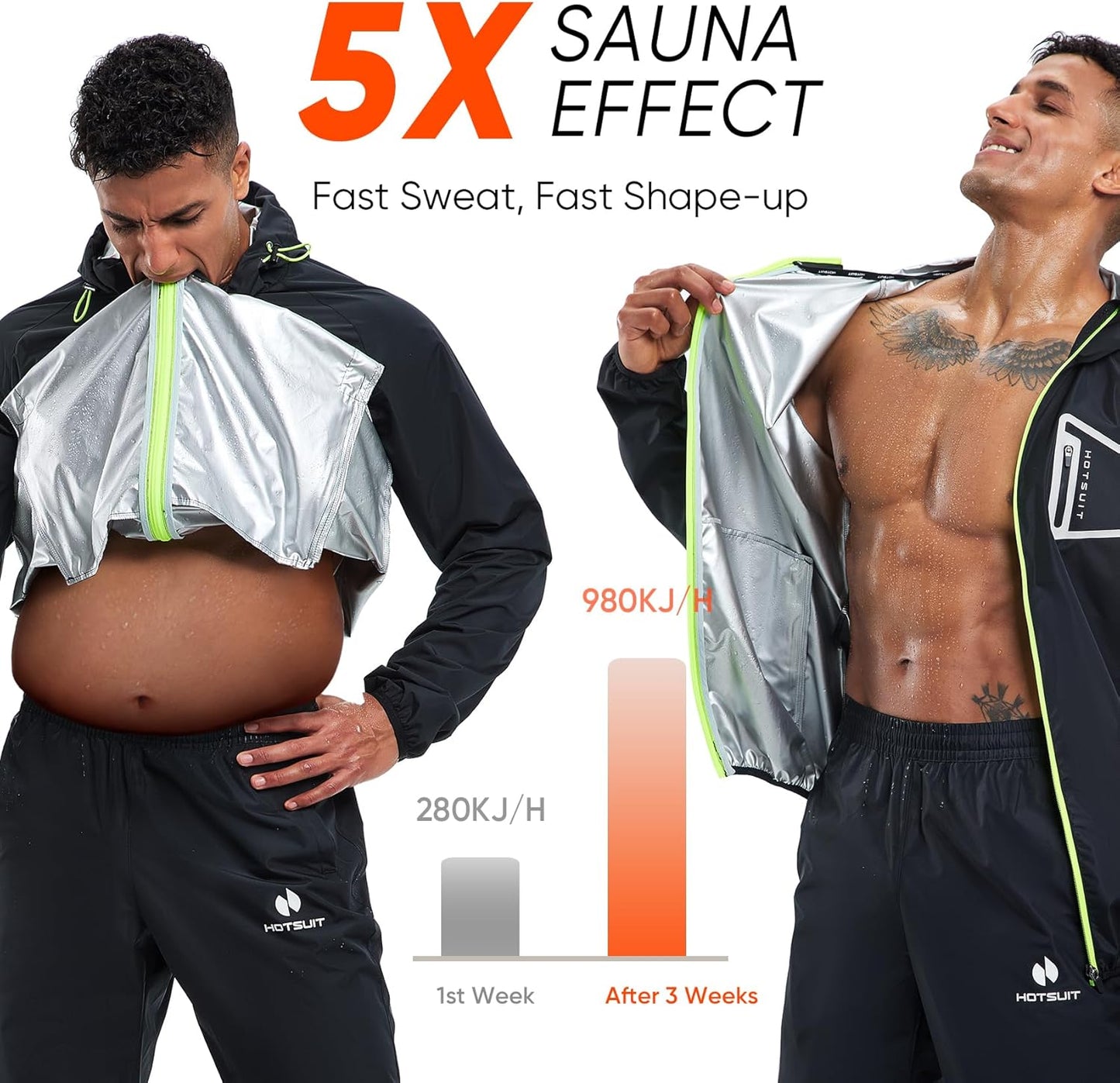 HOTSUIT Sauna Suit Men Anti Rip Boxing Sweat Suits Exercise Workout Jacket
