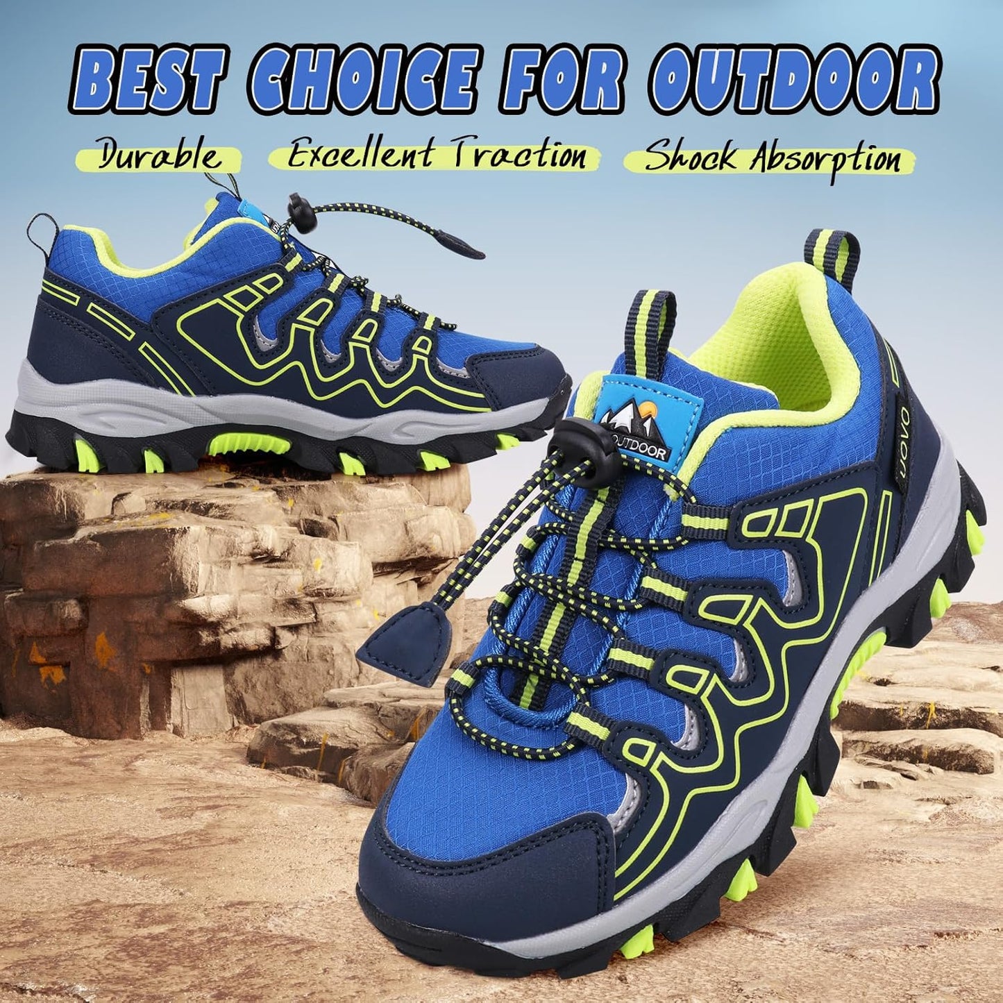 UOVO Boys Girls Kids Sneakers Hiking Running Outdoor Walking Tennis Shoes Waterproof Non Slip Fashion Sneakers(Little/Big Kids