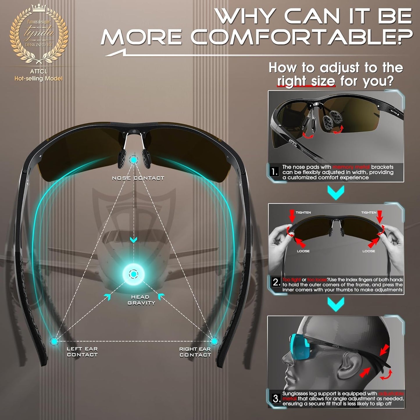 ATTCL Men's Sports Polarized Sunglasses Men for Driving running Fishing Golf - UV Protection Sun glasses Metal Frame