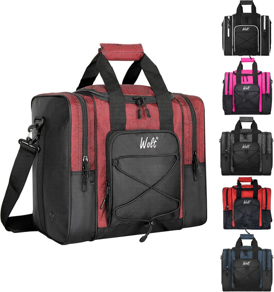 WOLT Bowling Ball Bag for Single Ball - Bowling Ball Tote Bag with Padded Ball Holder, 2 Pockets fit Bowling Shoes Up to Mens Size 14 and Accessories