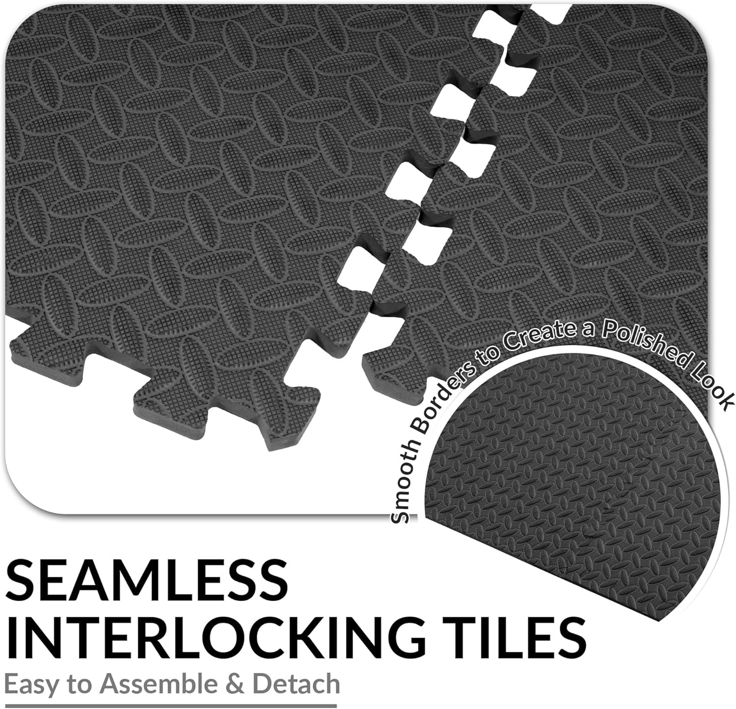 Puzzle Exercise Gym Flooring Mat, 1" Thick High-Density EVA Interlocking Tiles, Workout Mat for Home Gym, Fitness Equipment, MMA, Gymnastics, 18-Piece Shock-Absorbing Exercise Mat (72 Sq Ft)