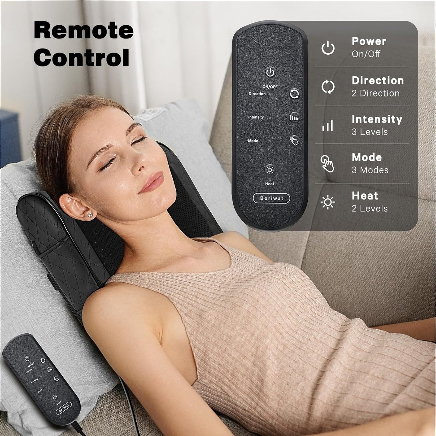 Back Massager with Heat, Percussion & Shiatsu 2-in-1 Massager for Lower Back Pain Relief, 3D Deep Tissue Kneading Massage Pillow for Back, Waist, Leg, Foot Relax, Gifts for Women Men