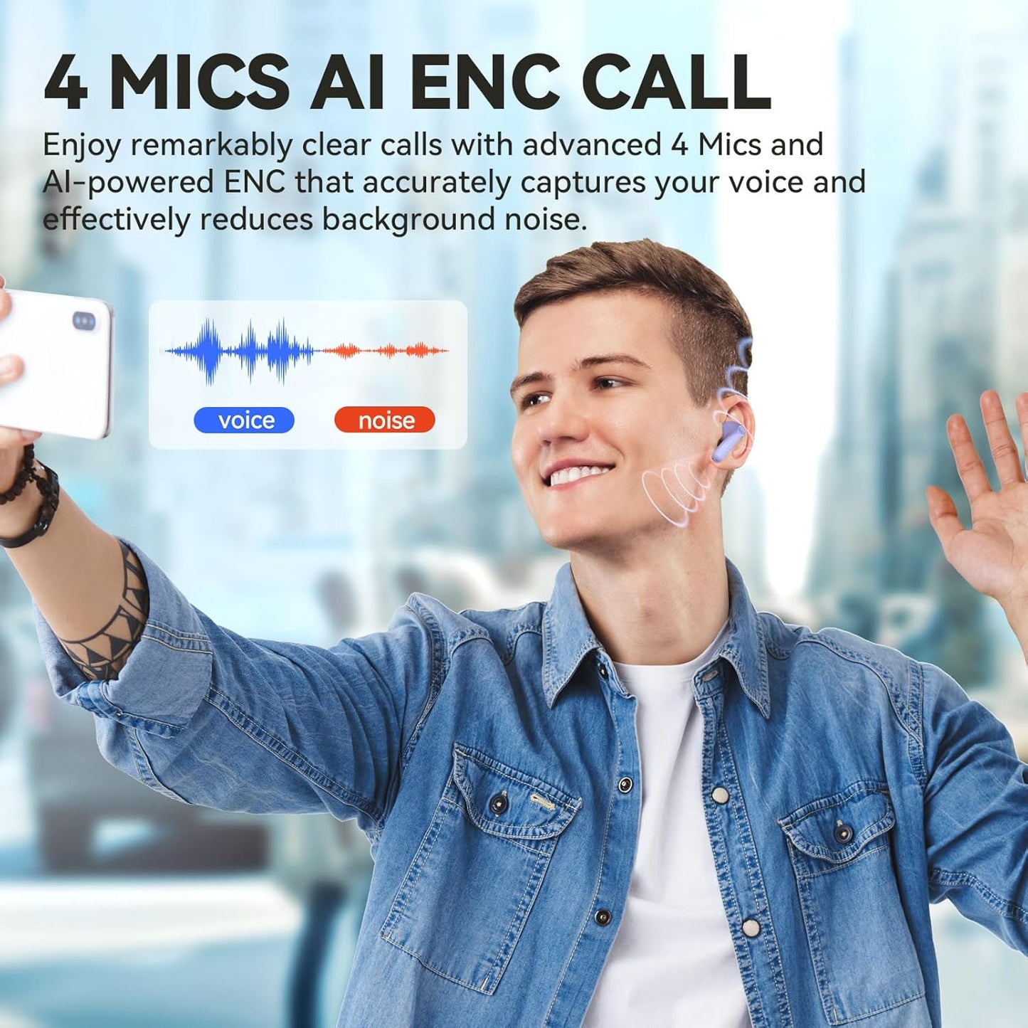 EarFun Air Life Wireless Earbuds, 12mm Driver with Deep Bass, Bluetooth 5.4 in-Ear Earbuds, 4 Mics AI ENC Call, 35H Playtime, 30 Preset EQs Via App, Comfortable Fit, Fast Charging, IPX5, Violet