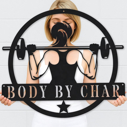 Personalized Gym Sign - Custom Name Metal Sign - Workout Room Home Decor - Family Gym Wall Art - Gifts for Mom Sister Women, Metal Gym Signs