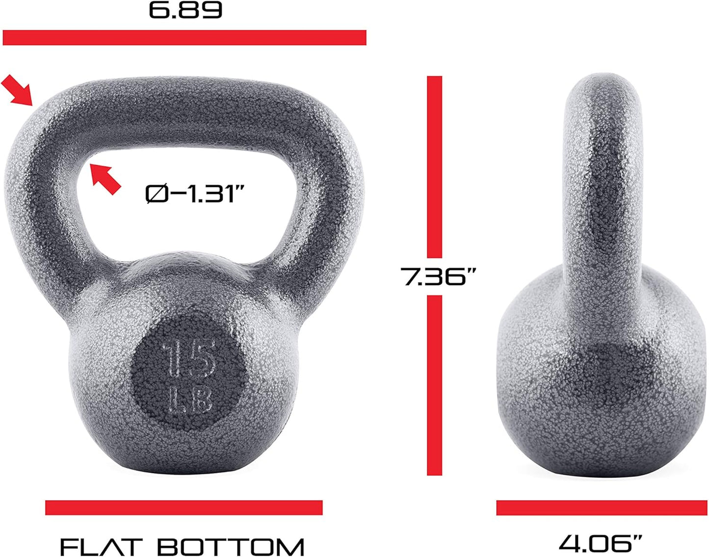 WF Athletic Supply Hammerstone Painted Cast Iron Kettlebells, Home & Gym Equipment, Great for Strength Training, Full Body Workout & Crossfit Training, Color & Size Options Available in 10-80 Pounds