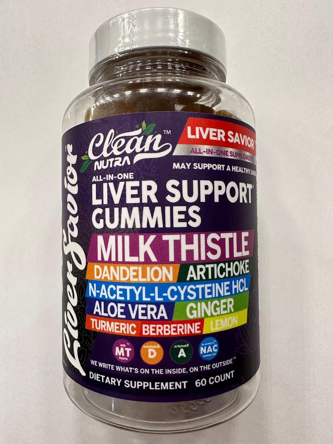 Clean Nutra Liver Cleanse Detox & Repair Gummies | Milk Thistle Gummy Liver Support Vitamins | Dandelion, Artichoke, Aloe Vera, Ginger, Berberine, Lemon, N-Acetyl-L-Cysteine, Turmeric Supplement HCL
