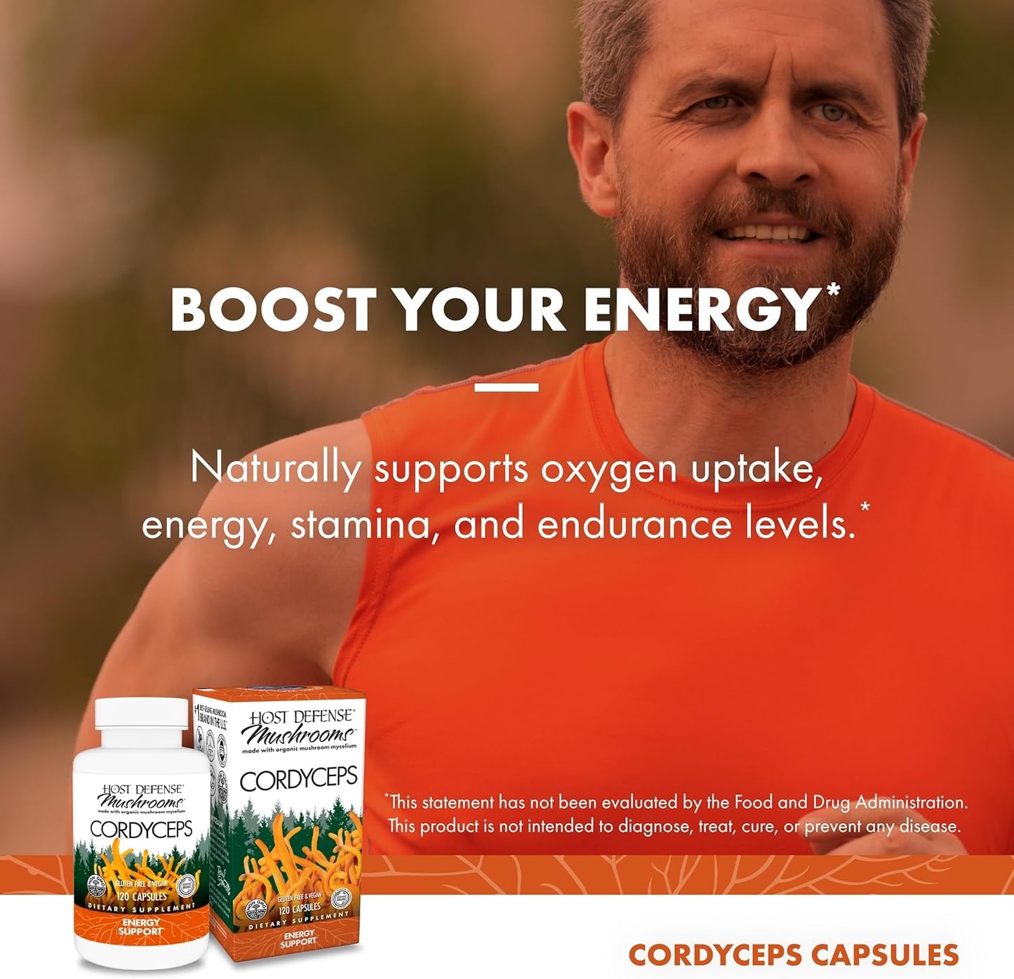Host Defense Cordyceps Capsules - Immune & Energy Support Supplement - Kidney Health Supplement with Cordyceps - Fitness Support Supplement to Aid Oxygen Uptake - 120 Capsules (60 Servings)*