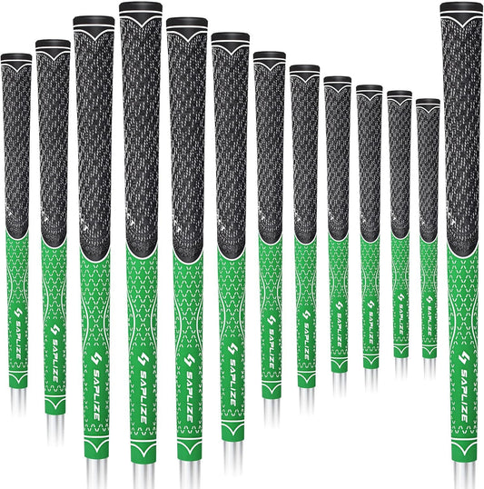 SAPLIZE Hybrid Golf Grips (CL07) - Set of 13, Innovative Design, Cross Corded Rubber Technology, Options of 8 Colors, Standard/Midsize, Basic/Deluxe Kit for Choice, Multicompound Golf Club Grips