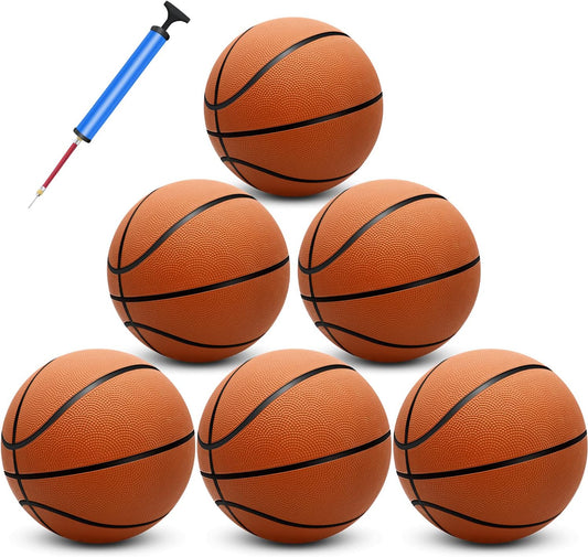 6 Pack 29.5" Official Size 7 Basketball Balls Inflatable with Pump for Men and Women for Outdoor, Indoor or Training, Mens Adult Basketball