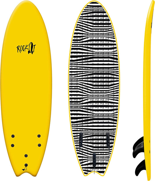 Rock-It 6' Albert Performance Fish Soft Top Surfboard Surf Board, Foam Surfboard, Kids Surfboard, Adult Surfboard, Tabla De Surf, Beginner Surfboard