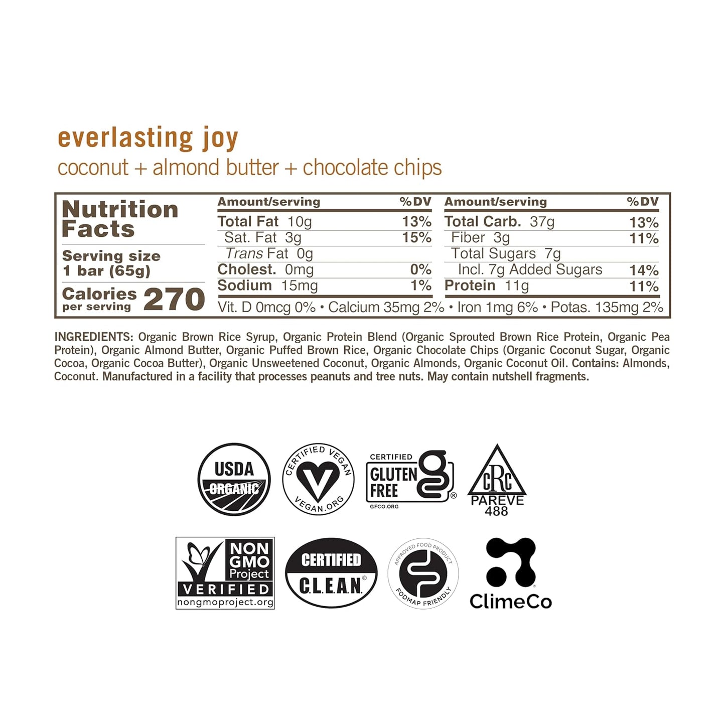 GoMacro MacroBar Organic Vegan Protein Bars - Coconut + Almond Butter + Chocolate Chips (2.3 Ounce Bars, 12 Count)