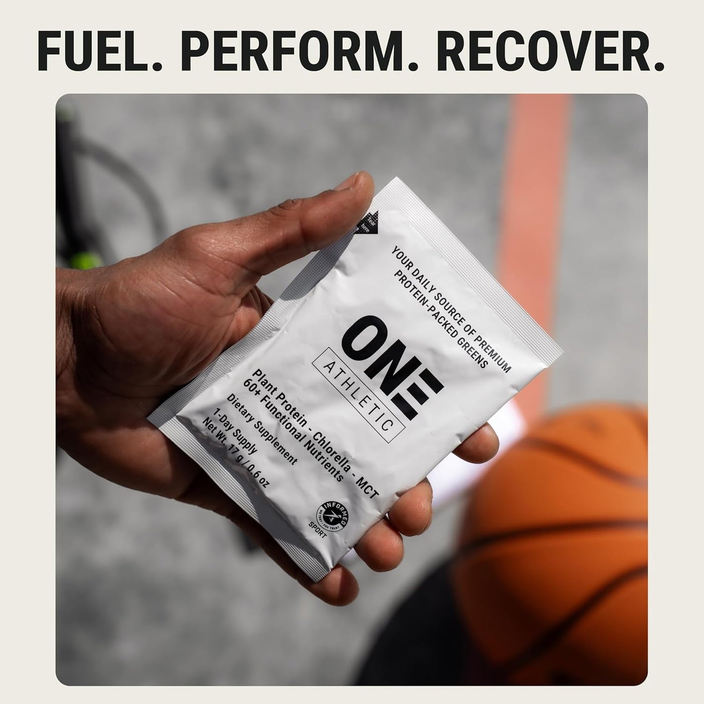 ON3 Athletic Protein Greens Supplement with chlorella, eleuthero and MCT Powder (5 Servings, Herbal)