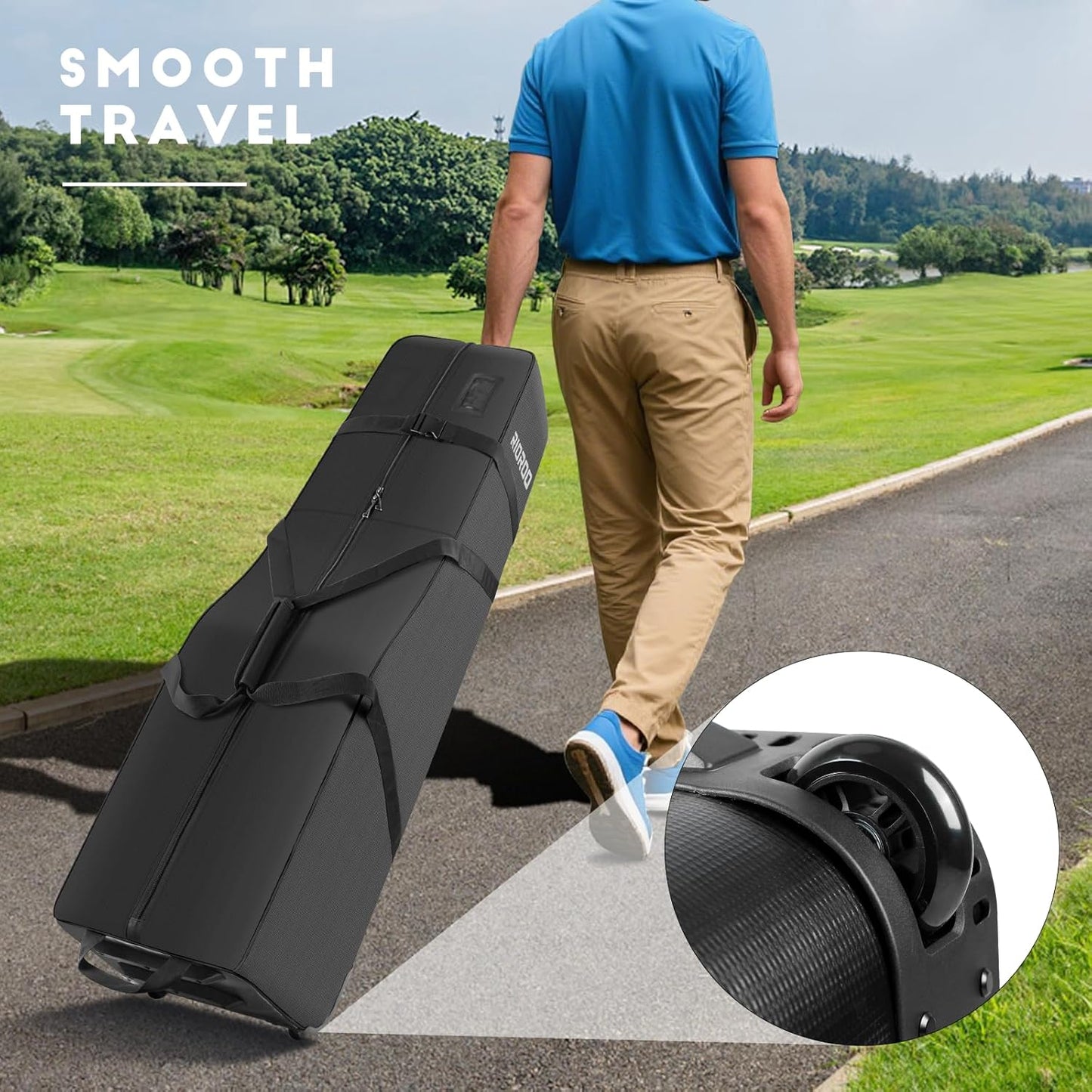 Golf Travel Bags for Airlines with Wheels, Soft-Sided 900D Oxford Cover, Padded Club Protection, Universal Fit Golf Gifts for Men and Women