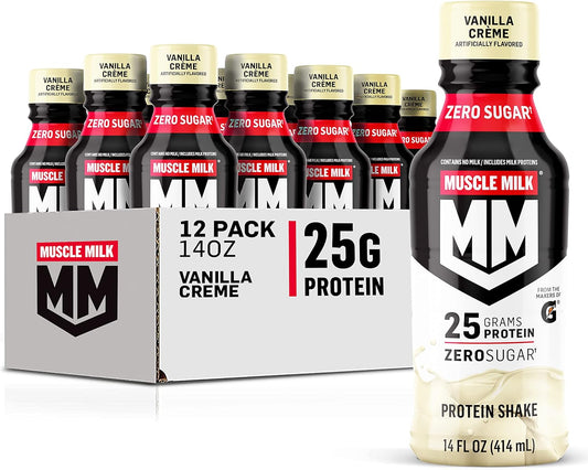 Muscle Milk Genuine Liquid Protein Shake, Vanilla Crème, 25g Protein, 14 Fl Oz Bottle, 12 Pack