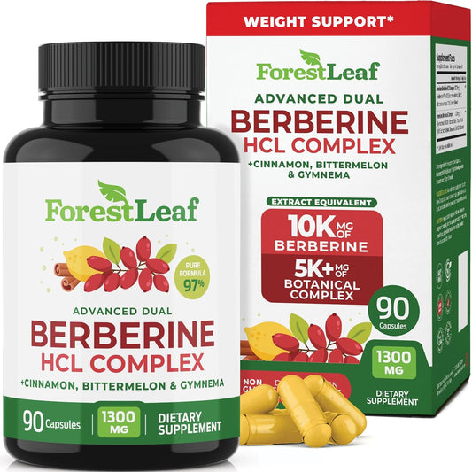 Berberine Supplement 1300mg per Serving- 97% Tested Ultra High Potency Berberine HCl with Ceylon Cinnamon, Bitter Melon & Gymnema, 10:1 Extract Berberis Supplements, Weight Management, 90 Veggie Caps