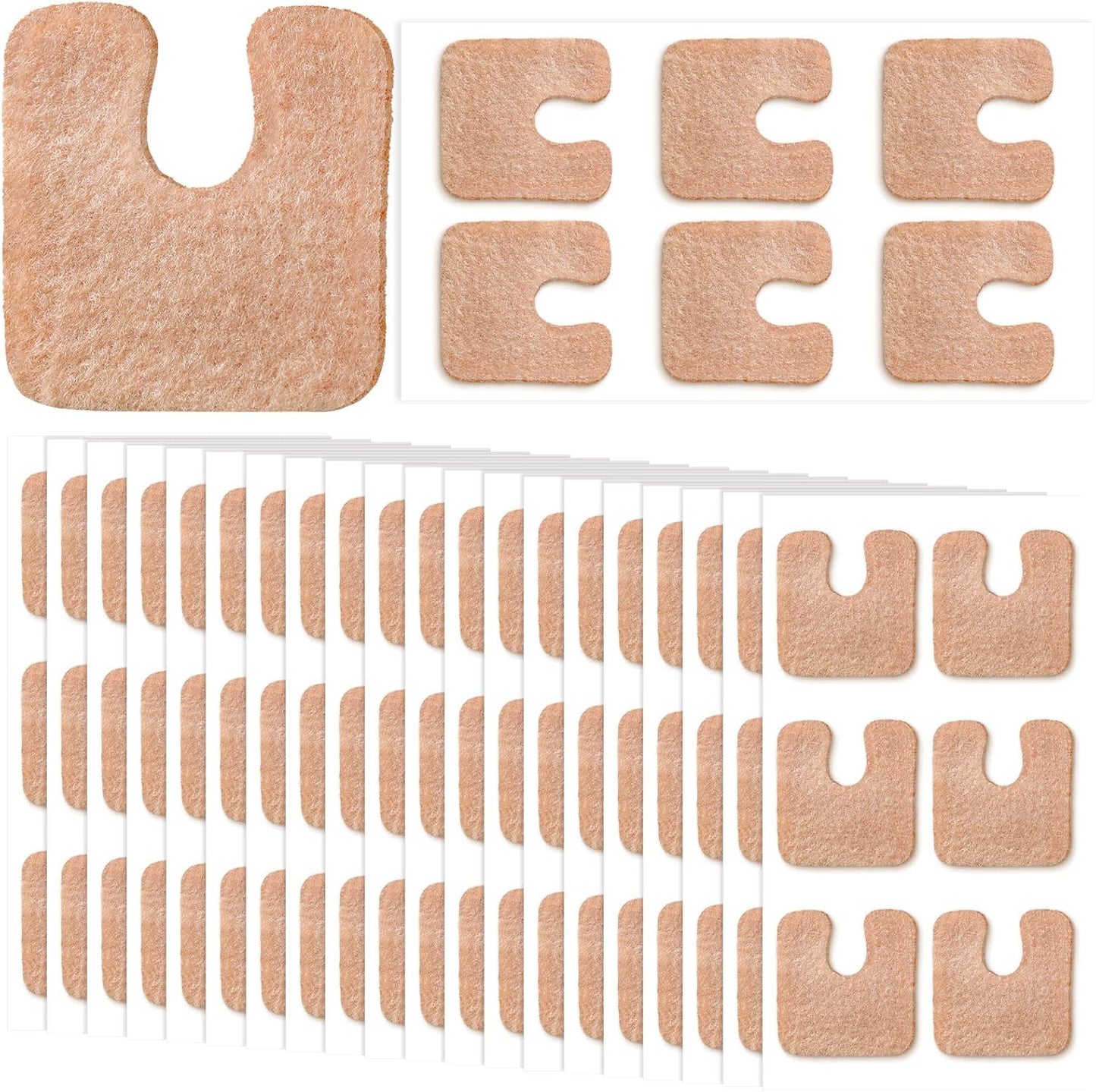 Boao 120 Pcs Callus Pads 1/4" Thick U Shaped Metatarsal Corn Pads Felt Callus Cushions Adhesive Corn Protectors for Men Women Feet Toes Pain Relief Blister Prevention