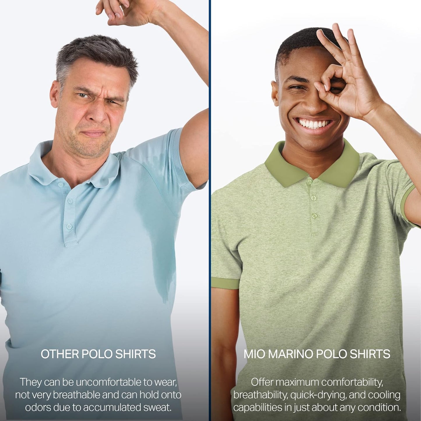 Mio Marino Golf Polo Shirts for Men - Dry Fit - Ultra-Thin Breathable Fabric