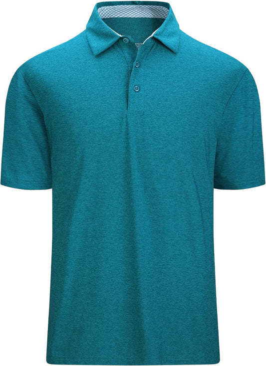 WARHORSEE Golf Polo Shirts for Men Short Sleeve Wrinkle Free 4 Way Stretch Moisture Wicking Performance Collared Tshirts