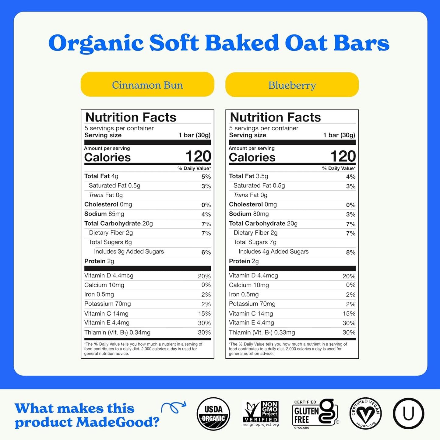MadeGood Mornings Soft-Baked Oat Bars & Oat Cups Variety Pack (30 count)