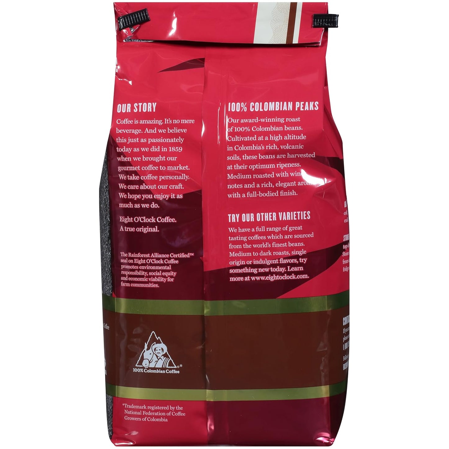 Eight O'Clock Coffee 100% Colombian Peaks, Medium Roast, Ground Coffee, 33 Ounce (Pack of 1), 100% Arabica, Kosher Certified