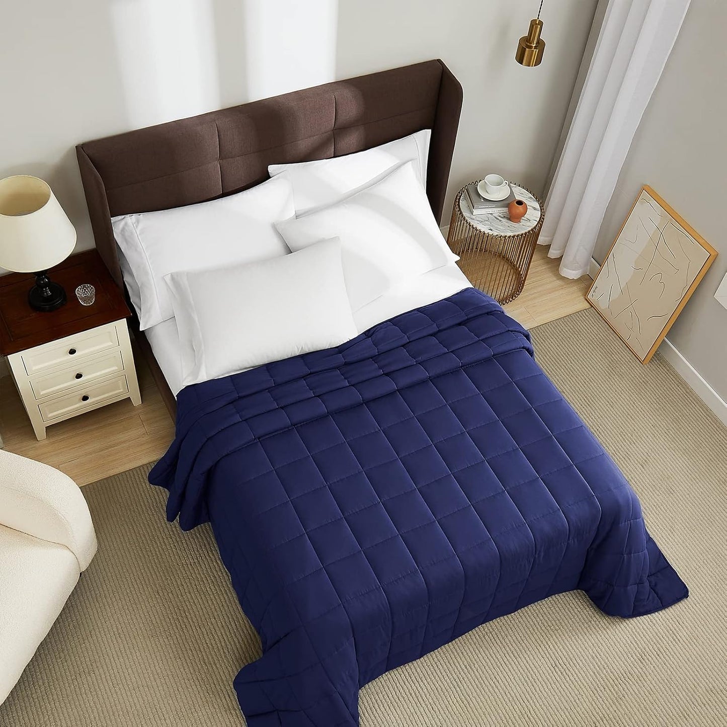 L'AGRATY Weighted Blanket - 80"x87" 20lbs Cooling Breathable Heavy Blanket Microfiber Material with Glass Beads for Adult All-Season Summer Fall Winter Soft Thick Comfort