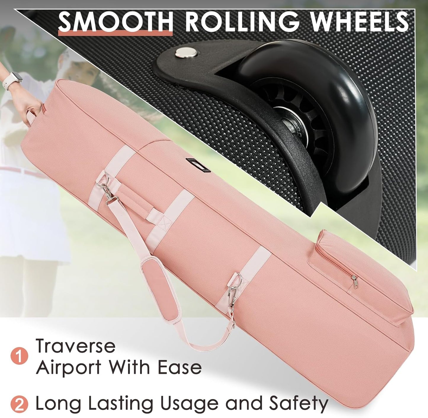 Golf Travel Bags for Airlines with Adjustable Support Rod and Detachable Shoulder Straps, Soft Foldable Golf Club Travel Covers, 900D Heavy Duty Oxford