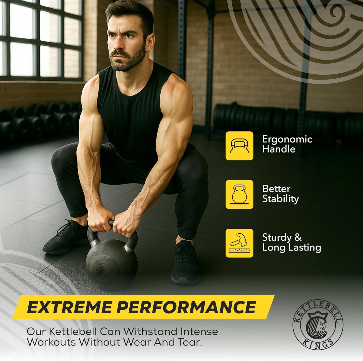 Kettlebell Kings Powder Coated Kettlebell Weights - 9-97 lb Strength Training Kettlebells for Men and Women - Hand Weights Workout Gym Equipment - Weights Set for Home Gym- New