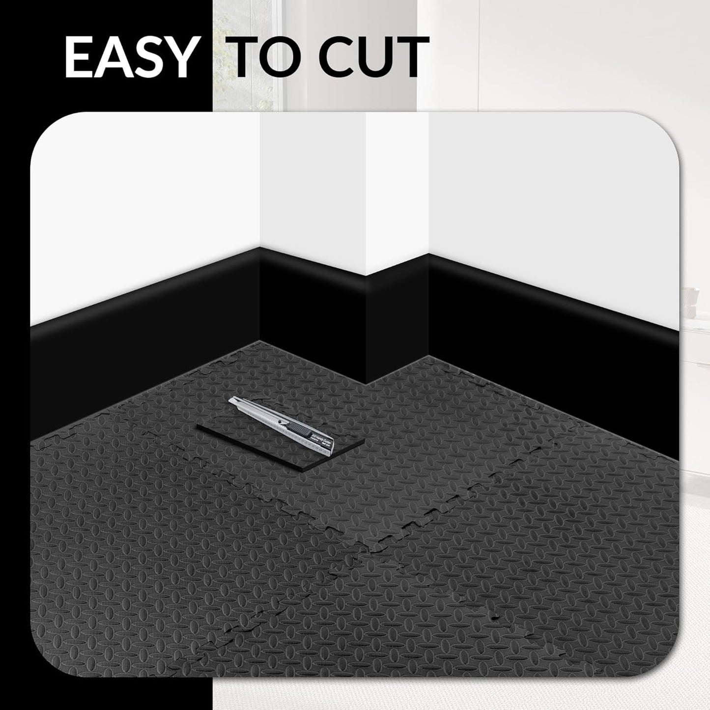 Puzzle Exercise Gym Flooring Mat, 1" Thick High-Density EVA Interlocking Tiles, Workout Mat for Home Gym, Fitness Equipment, MMA, Gymnastics, 18-Piece Shock-Absorbing Exercise Mat (72 Sq Ft)