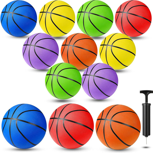 Jerify 12 Pack Official Size Rubber Basketballs for Kids Child Junior Youth Indoor Outdoor Sports Basket Balls with Pump Back to School Student Gifts Operation Christmas Bulk Items
