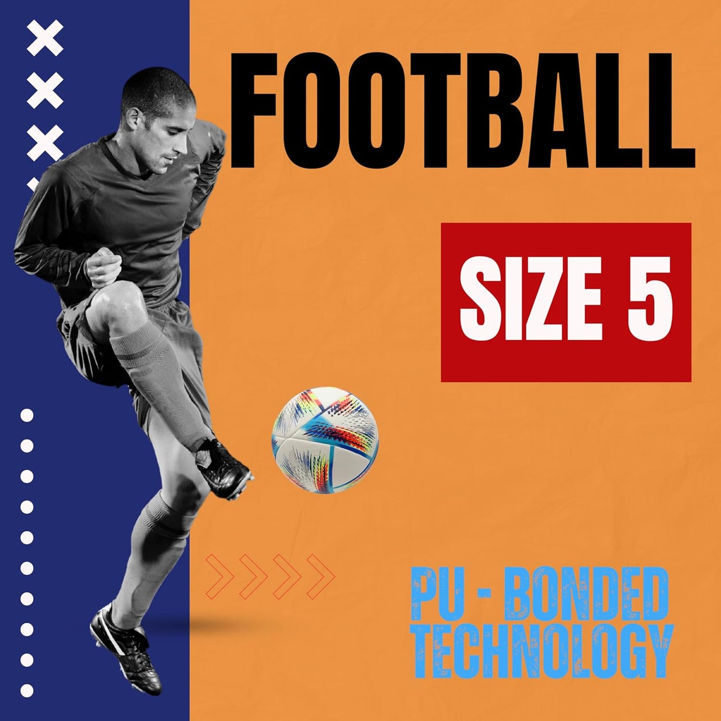 Thermo Bonded Polyurethane Soccer Ball Size 5 – Professional Grade PU Material, USA Quality Outdoor Sports, Premium Size 5 Soccer Ball for Training & Competitive Matches