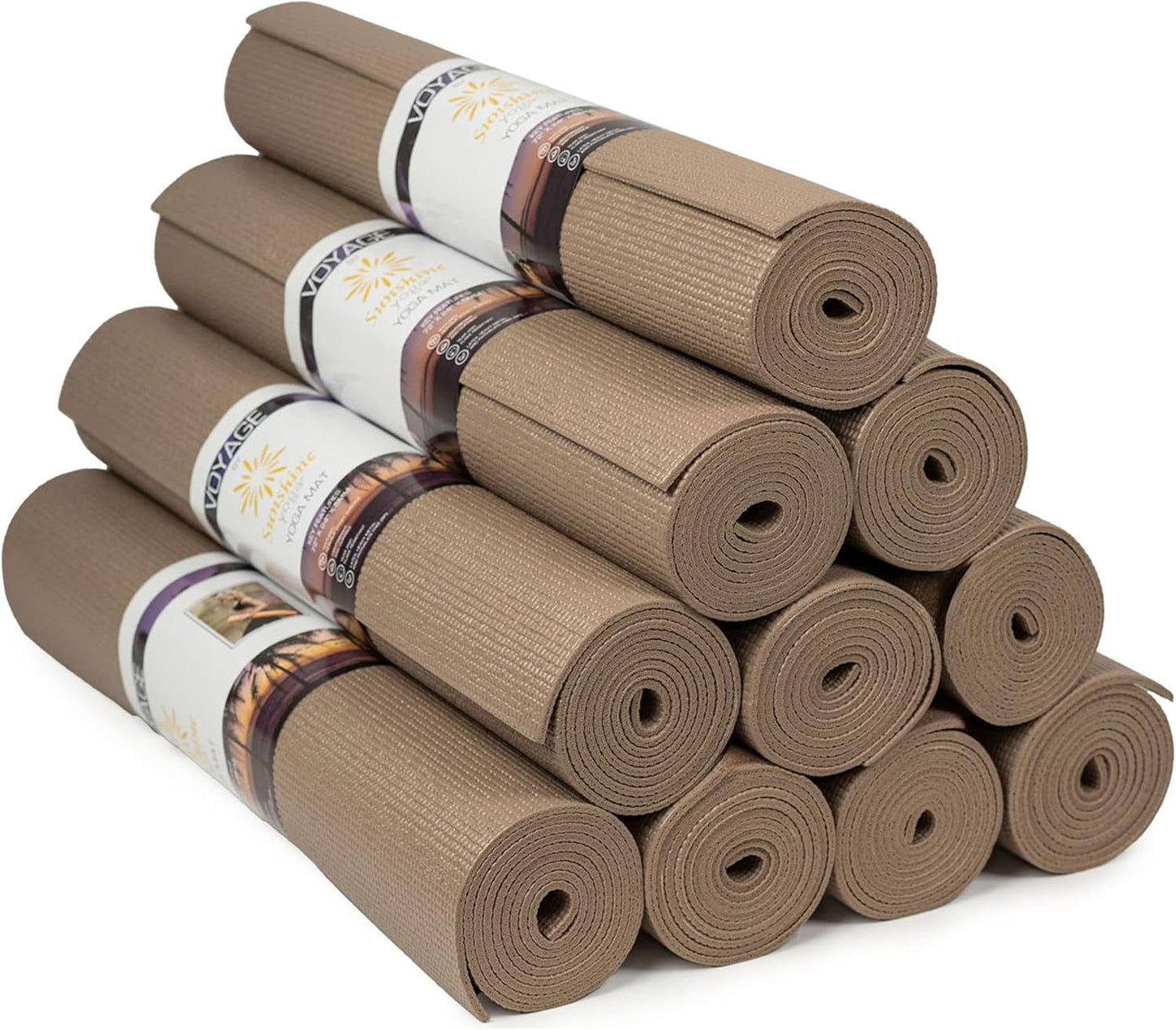 Sunshine Yoga Voyage Yoga Mat, 10 Pack, 72" x 24" Professional Studio and Gym Bulk Yoga Mats, 5mm Thick, Durable, Anti-Tear, Non Slip Fitness and Exercise Mats